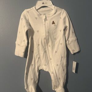 GAP Cream Baby Footie with Bear Detail